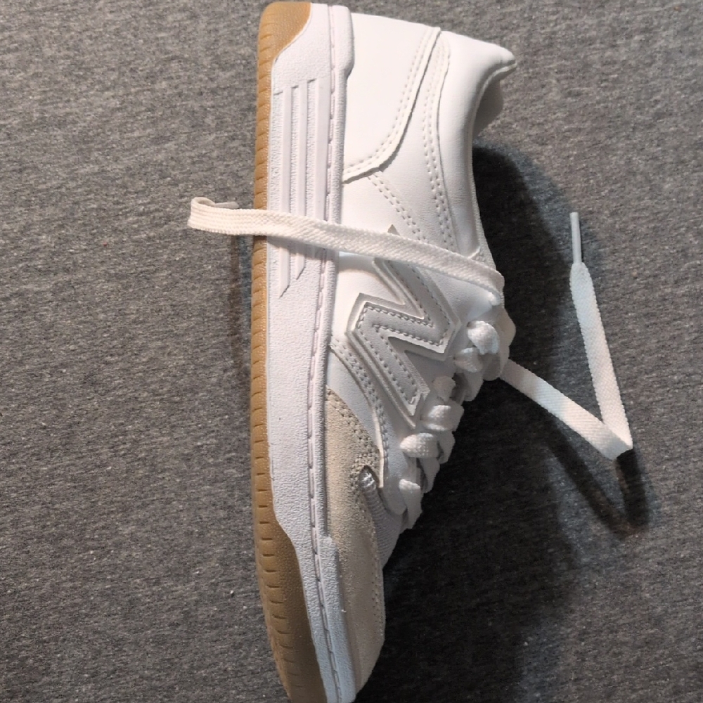 New Balance  White and Tan Sneakers